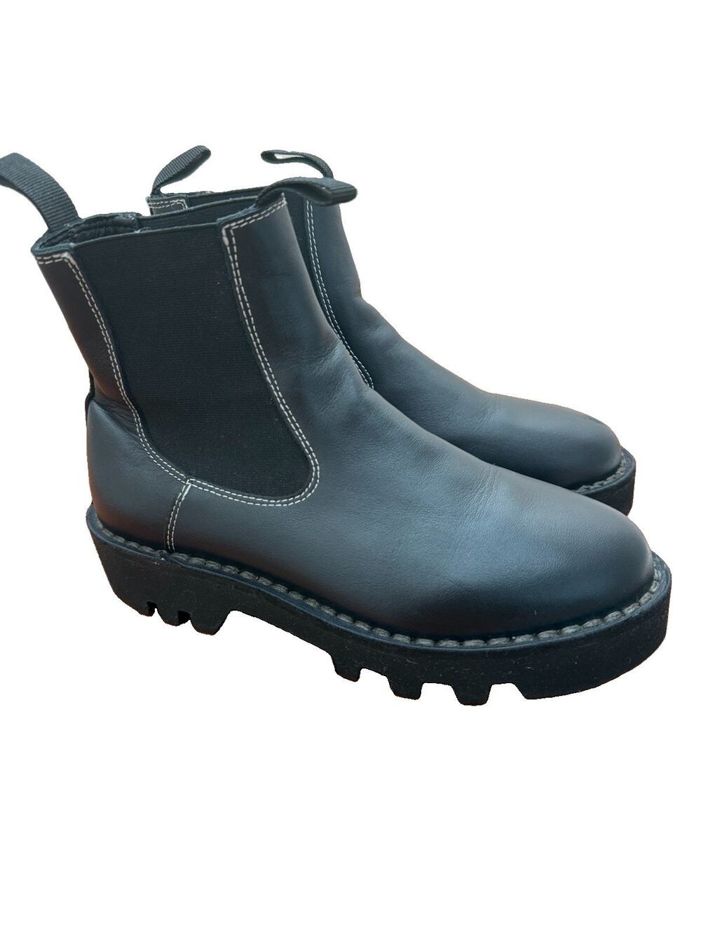 SOFIE D'HOORE Dark Navy Leather Chelsea Foal Boots Women’s Size 38